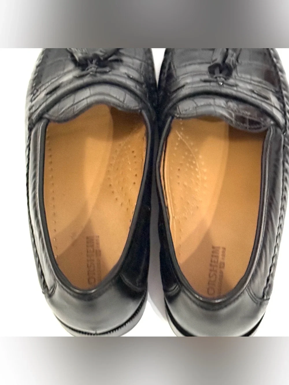 Florsheim Black Croc Embossed Leather Tassel Loafers Men’s 9.5 D USA
